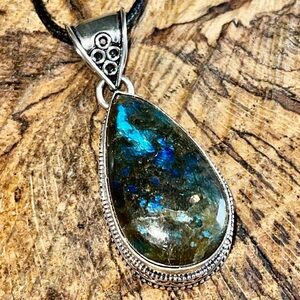 Teardrop Labradorite Pendant 2”
